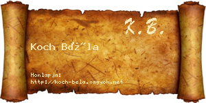 Koch Béla névjegykártya
