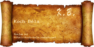 Koch Béla névjegykártya